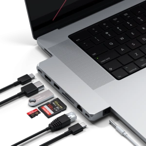 Buy Satechi Pro Max Dual USB-C Hub for MacBook 2x USB-C, USB-A, 4K HDMI, Micro/SD Card Reader, Ethernet - STH88 - {ean13} - Home Screen Store Europe