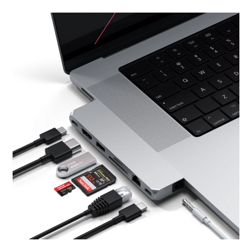 Kup Satechi Hub Pro Max mit dualem USB-C für MacBook 2x USB-C, USB-A, 4K HDMI, micro/SD-Kartenleser, Ethernet - STH88 - {ean13} - Sklep Home Screen