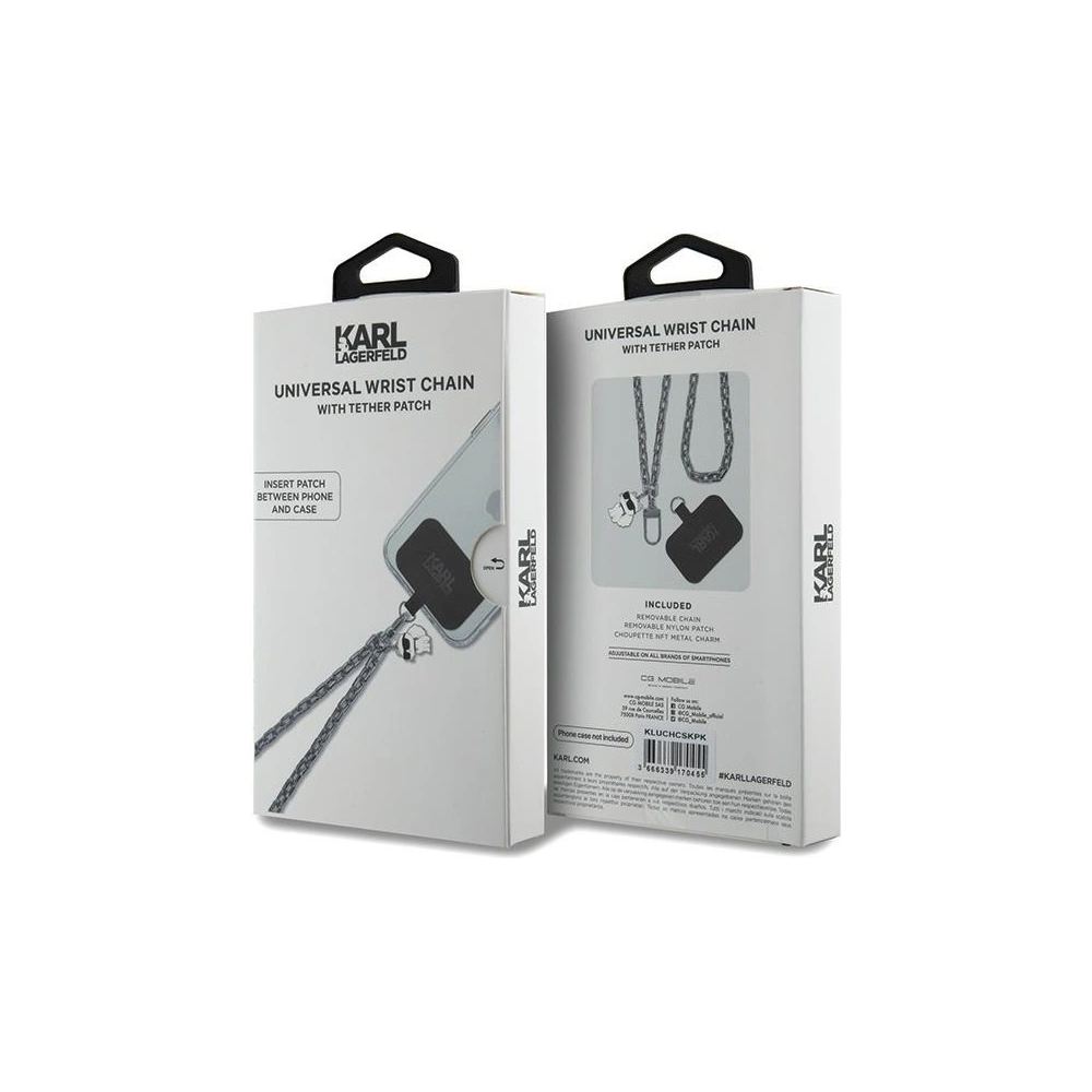 Pasek Karl Lagerfeld KLUCHCSKPK Universal Hand Strap Choupette srebrny