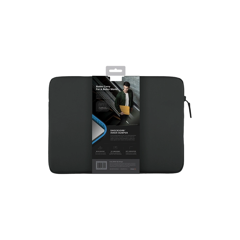 Etui UNIQ Vienna laptop Sleeve 14 cali Waterproof RPET czarny/midnight black