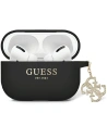 Guess Apple Hülle GUAP2LECG4K AirPods Pro 2 Abdeckung Liquid Silicone Glitter Triangle Charm schwarz/schwarz