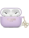Guess Apple Hülle GUAP2LECG4U AirPods Pro 2 Abdeckung Liquid Silicone Glitter Triangle Charm lila/lila