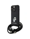 Karl Lagerfeld Apple Tasche KLHCP13LSAKCPSK iPhone 13/13 Pro Hartschalenkoffer Crossbody Saffiano Metall Pin schwarz/schwarz