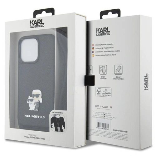 Kup Karl Lagerfeld Apple Caz KLHCP13LSAKCPSK iPhone 13/13 Pro hardcase Crossbody Saffiano Metal Pin negru/negru - KLD1618 - {ean13} - Sklep Home Screen