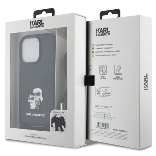 Kup Etui Karl Lagerfeld KLHCP14LSAKCPSK Apple iPhone 14 Pro hardcase Crossbody Saffiano Metal černý/black - KLD1621 - {ean13} - Sklep Home Screen