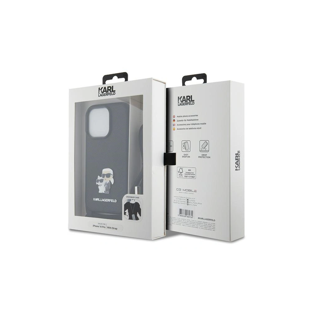 Etui Karl Lagerfeld KLHCP14LSAKCPSK Apple iPhone 14 Pro hardcase Crossbody Saffiano Metal czarny/black