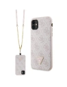 Guess Apple Caz GUHCN61P4TDSCPP iPhone 11/XR hardcase Crossbody 4G Metal Logo roz / roz
