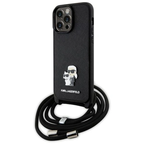 Kup Karl Lagerfeld Apple Tasche KLHCP14XSAKCPSK iPhone 14 Pro Max Hartschale Crossbody Saffiano Metall Pin schwarz/schwarz - KLD1623 - {ean13} - Sklep Home Screen