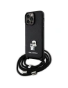 Karl Lagerfeld Apple Tasche KLHCP14XSAKCPSK iPhone 14 Pro Max Hartschale Crossbody Saffiano Metall Pin schwarz/schwarz