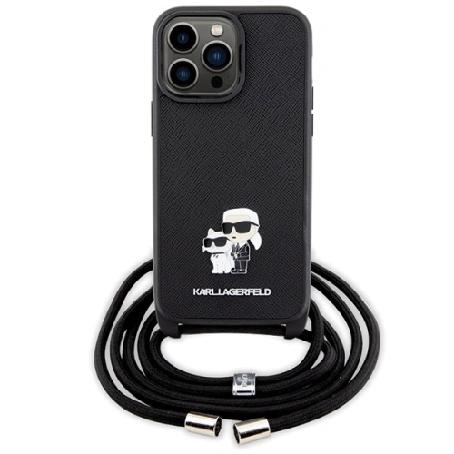 Kup Karl Lagerfeld Apple Tasche KLHCP14XSAKCPSK iPhone 14 Pro Max Hartschale Crossbody Saffiano Metall Pin schwarz/schwarz - KLD1623 - {ean13} - Sklep Home Screen