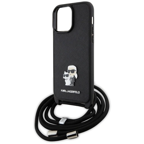 Kup Karl Lagerfeld Apple Tasche KLHCP14XSAKCPSK iPhone 14 Pro Max Hartschale Crossbody Saffiano Metall Pin schwarz/schwarz - KLD1623 - {ean13} - Sklep Home Screen