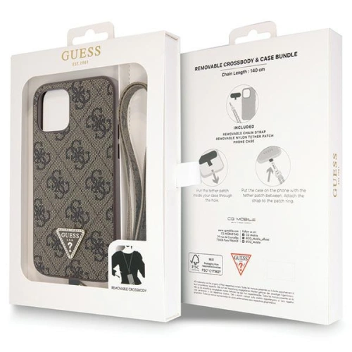 Buy Guess GUHCP12MP4TDSCPW Apple iPhone 12/12 Pro hardcase Crossbody 4G Metal Logo brown - GUE2726 - {ean13} - Home Screen Store Europe