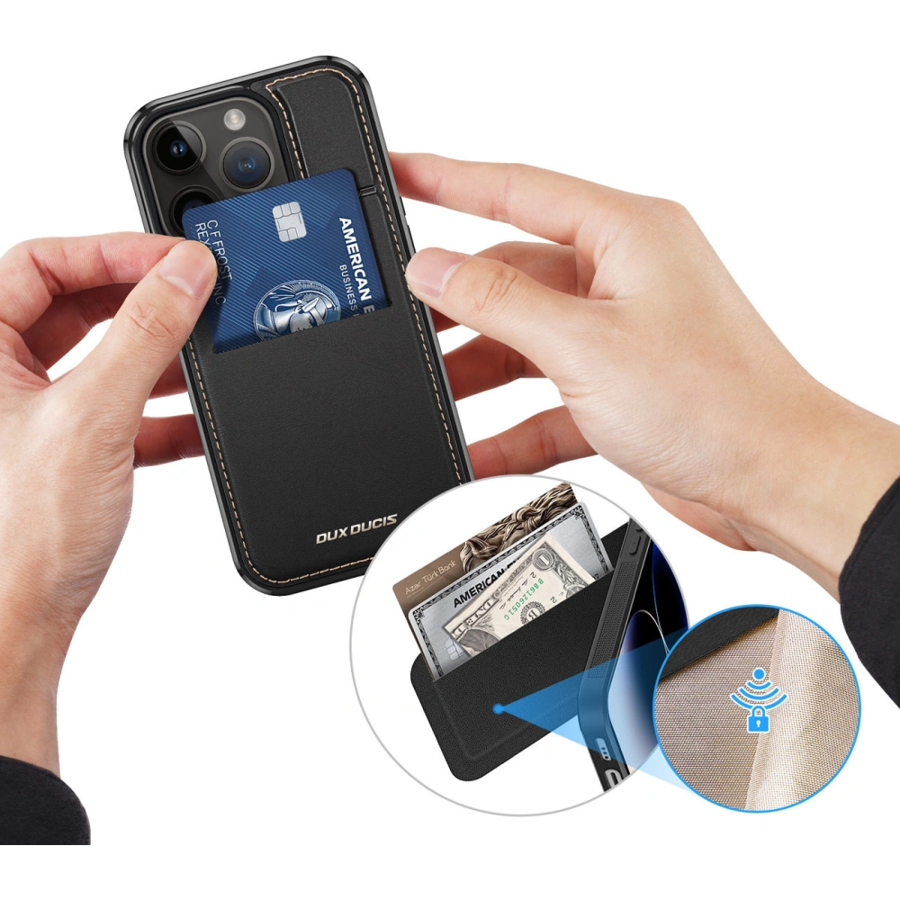 Etui Dux Ducis RFID Rafi Mag Apple iPhone 15 Pro Max MagSafe portfel z podstawką 3w1 czarne