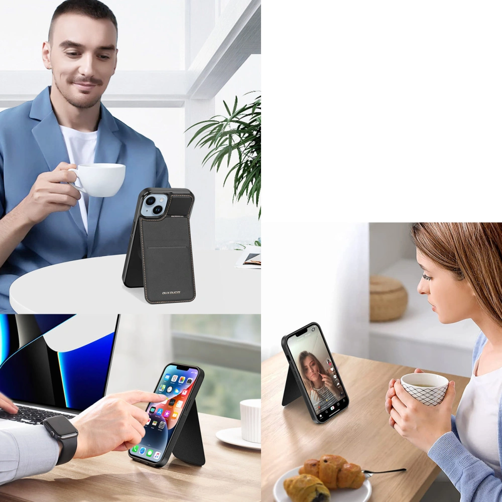 Etui Dux Ducis RFID Rafi MagApple iPhone 15 Plus / 14 Plus MagSafe portfel z podstawką 3w1 czarne