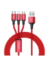 Kabel USB Baseus Rapid 3w1 Typ C / Lightning / Micro 3A 1,2M - červený