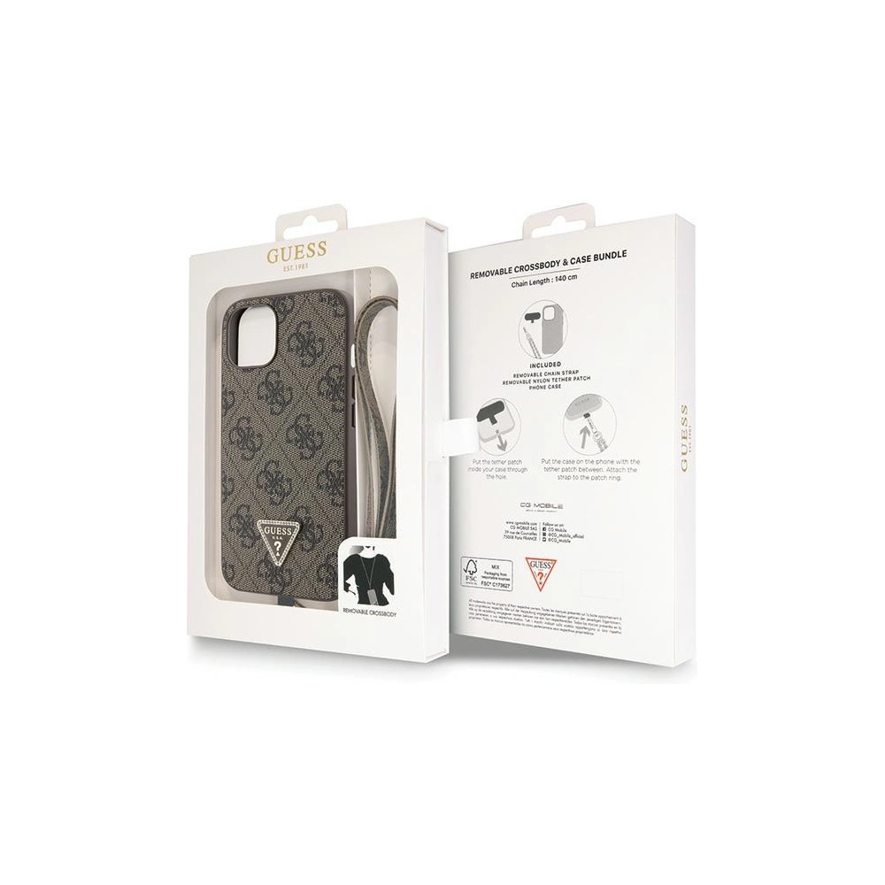 Etui Guess GUHCP13MP4TDSCPW Apple iPhone 13 hardcase Crossbody 4G Metal Logo brązowy/brown