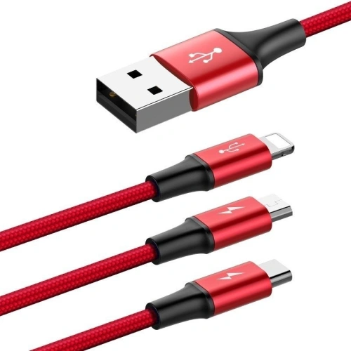 Kup USB kábel Baseus Rapid 3w1 Type C / Lightning / Micro 3A 1,2M - piros - BSU176RED - {ean13} - Sklep Home Screen