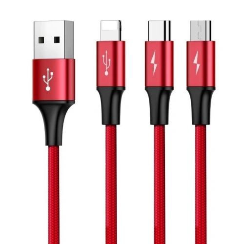 Kup USB kábel Baseus Rapid 3w1 Type C / Lightning / Micro 3A 1,2M - piros - BSU176RED - {ean13} - Sklep Home Screen