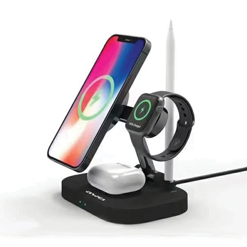 Buy AWEI W22 15W Fast Charging 4in1 inductive charger black - AWEI150 - {ean13} - Home Screen Store Europe