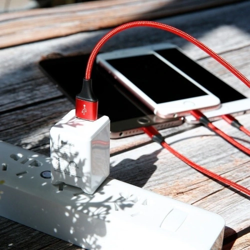 Kup Cablul USB Baseus Rapid 3w1 Tip C / Lightning / Micro 3A 1,2M - roșu - BSU176RED - {ean13} - Sklep Home Screen