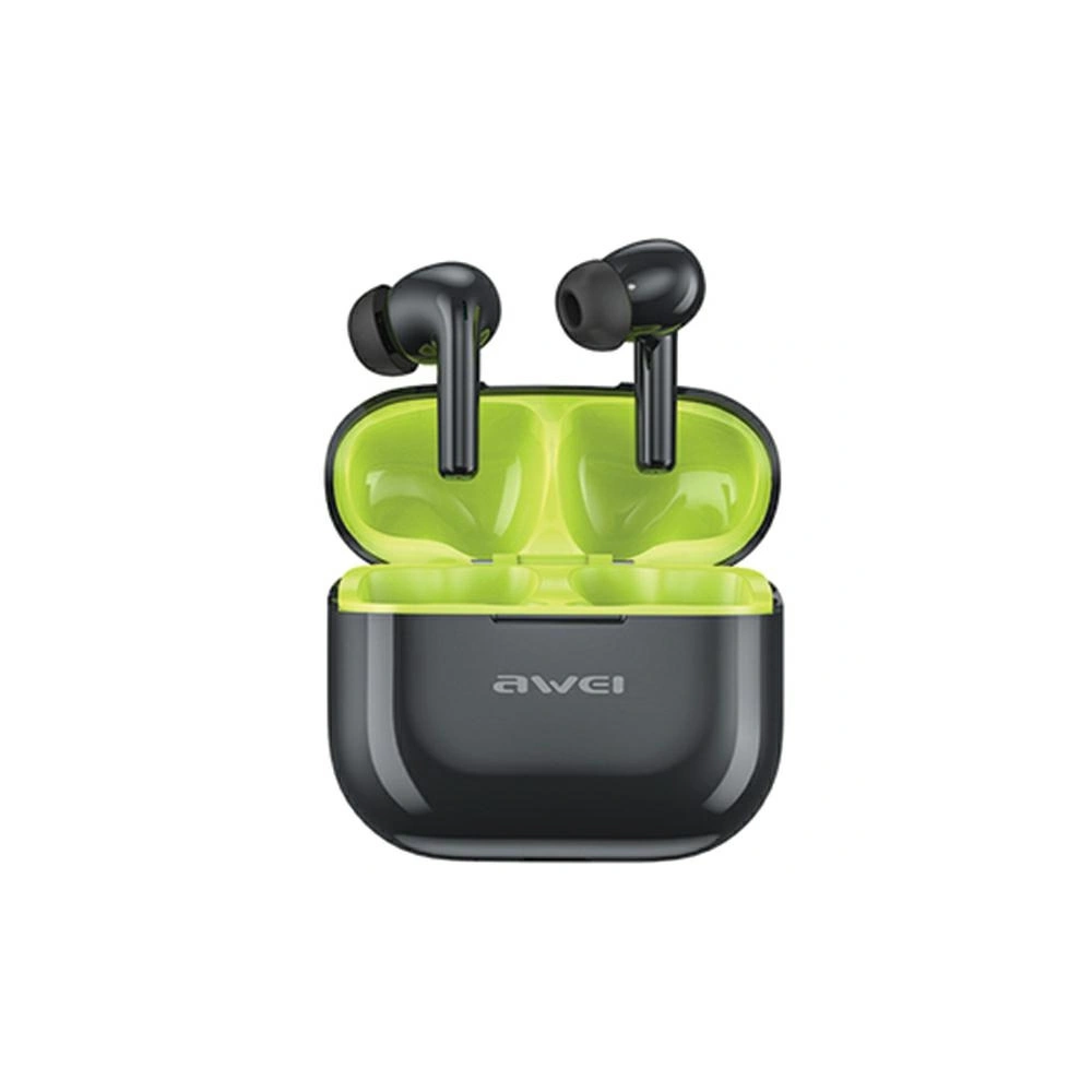 Słuchawki AWEI Bluetooth 5.3 T1 Pro + stacja dokująca czarno-zielony/black-green