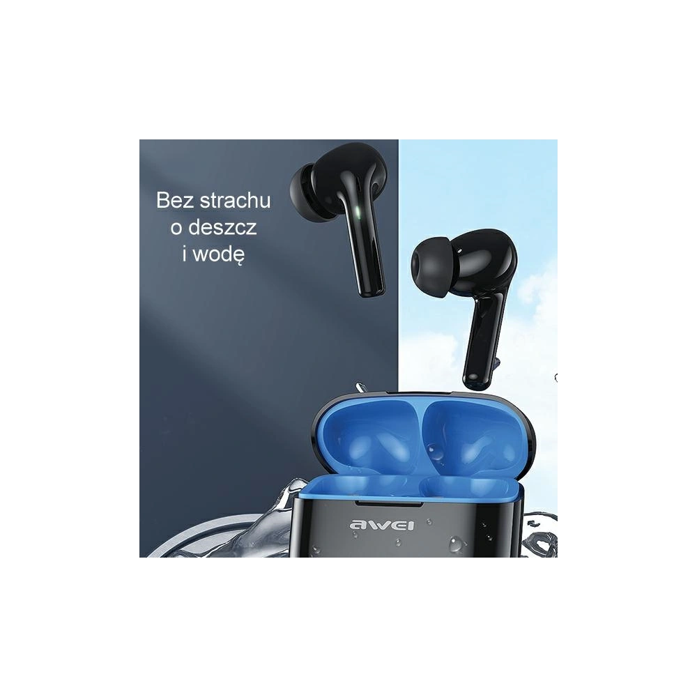 Słuchawki AWEI Bluetooth 5.3 T1 Pro + stacja dokująca czarno-zielony/black-green