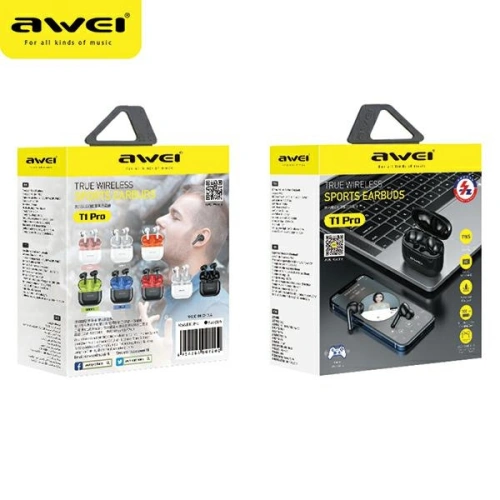 Kup Căști AWEI Bluetooth 5.3 T1 Pro + stație de andocare negru-verde/negru-verde - AWEI152 - {ean13} - Sklep Home Screen