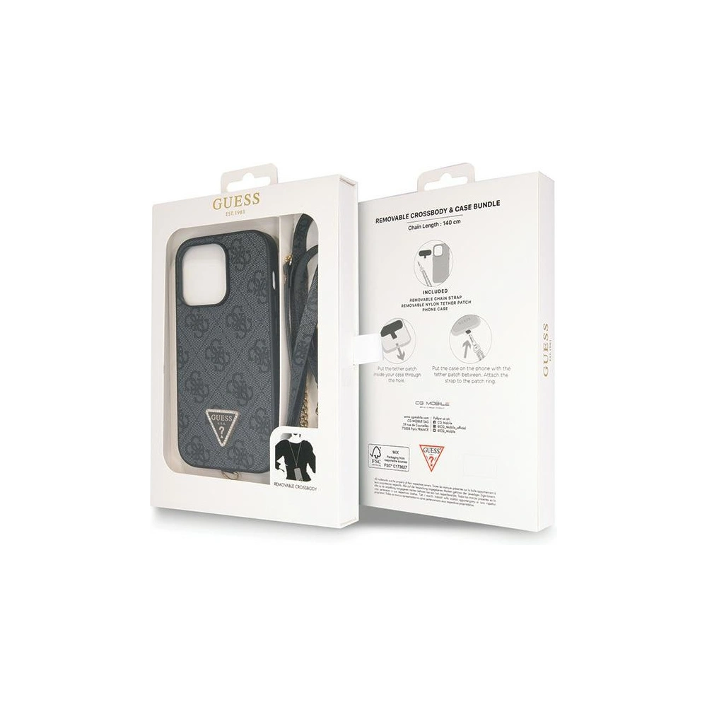 Etui Guess GUHCP14LP4TDSCPK Apple iPhone 14 Pro hardcase Crossbody 4G Metal Logo czarny/black