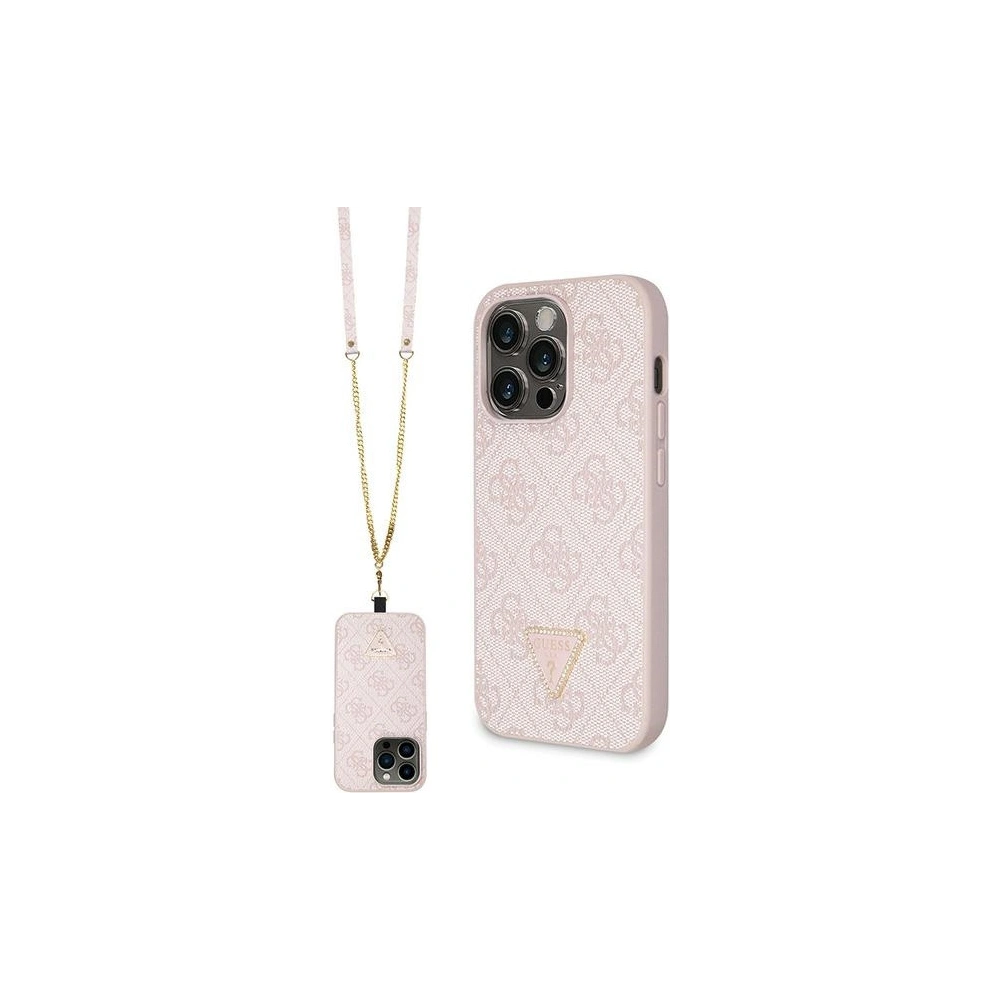 Etui Guess GUHCP14LP4TDSCPP Apple iPhone 14 Pro hardcase Crossbody 4G Metal Logo różowy/pink