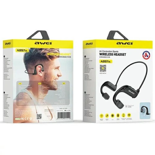 Buy AWEI A897BL Air Conduction black sports headphones - AWEI157 - {ean13} - Home Screen Store Europe