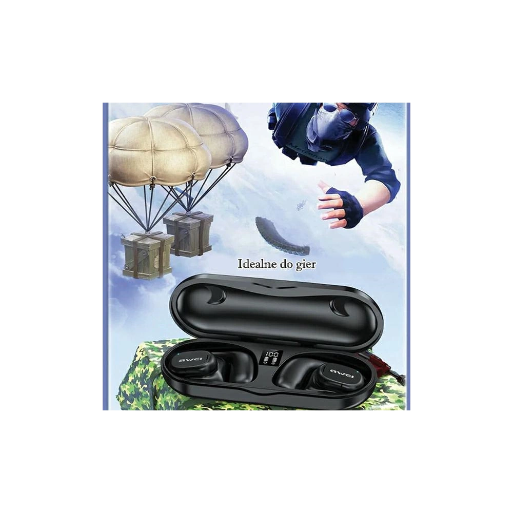 Słuchawki sportowe AWEI T69 + stacja dokująca Air Conduction czarny/black