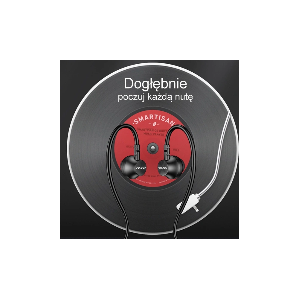 Słuchawki douszne AWEI L3 3,5mm jack czarny/black