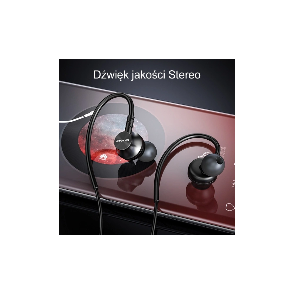 Słuchawki douszne AWEI L3 3,5mm jack czarny/black