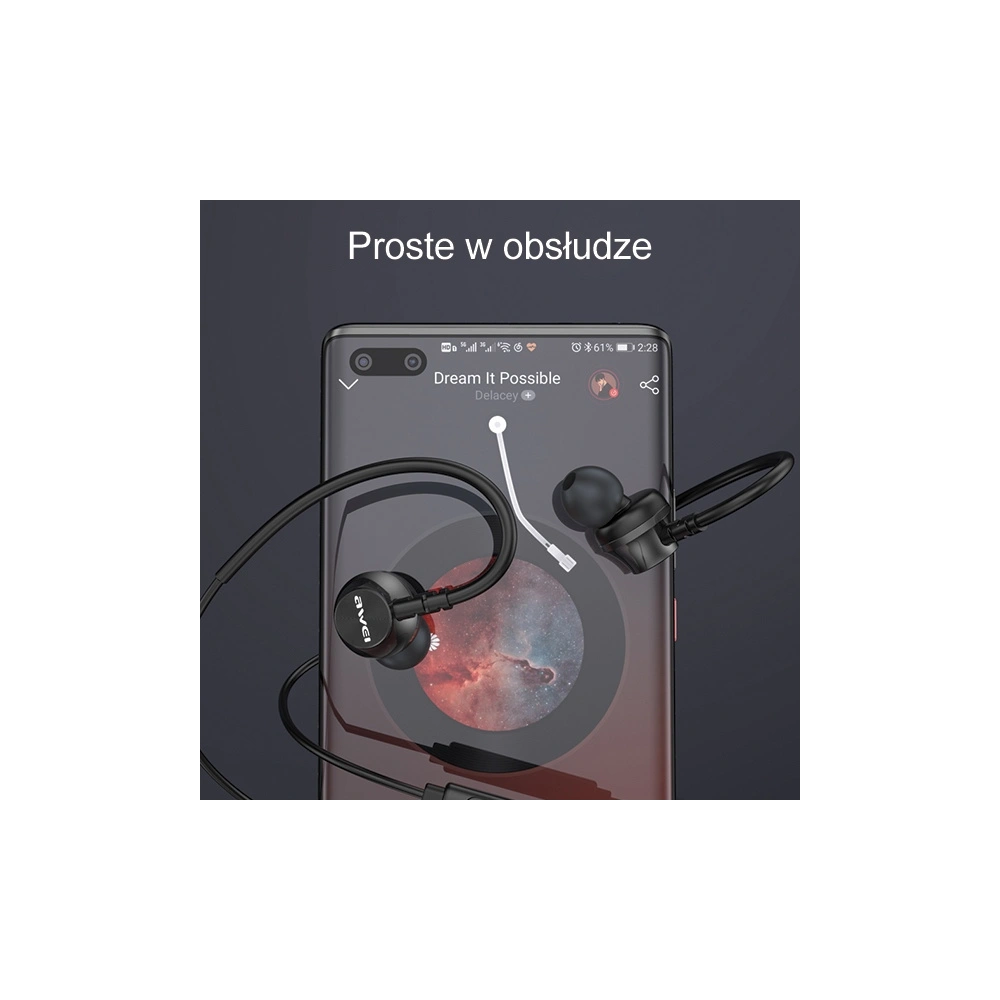 Słuchawki douszne AWEI L3 3,5mm jack czarny/black