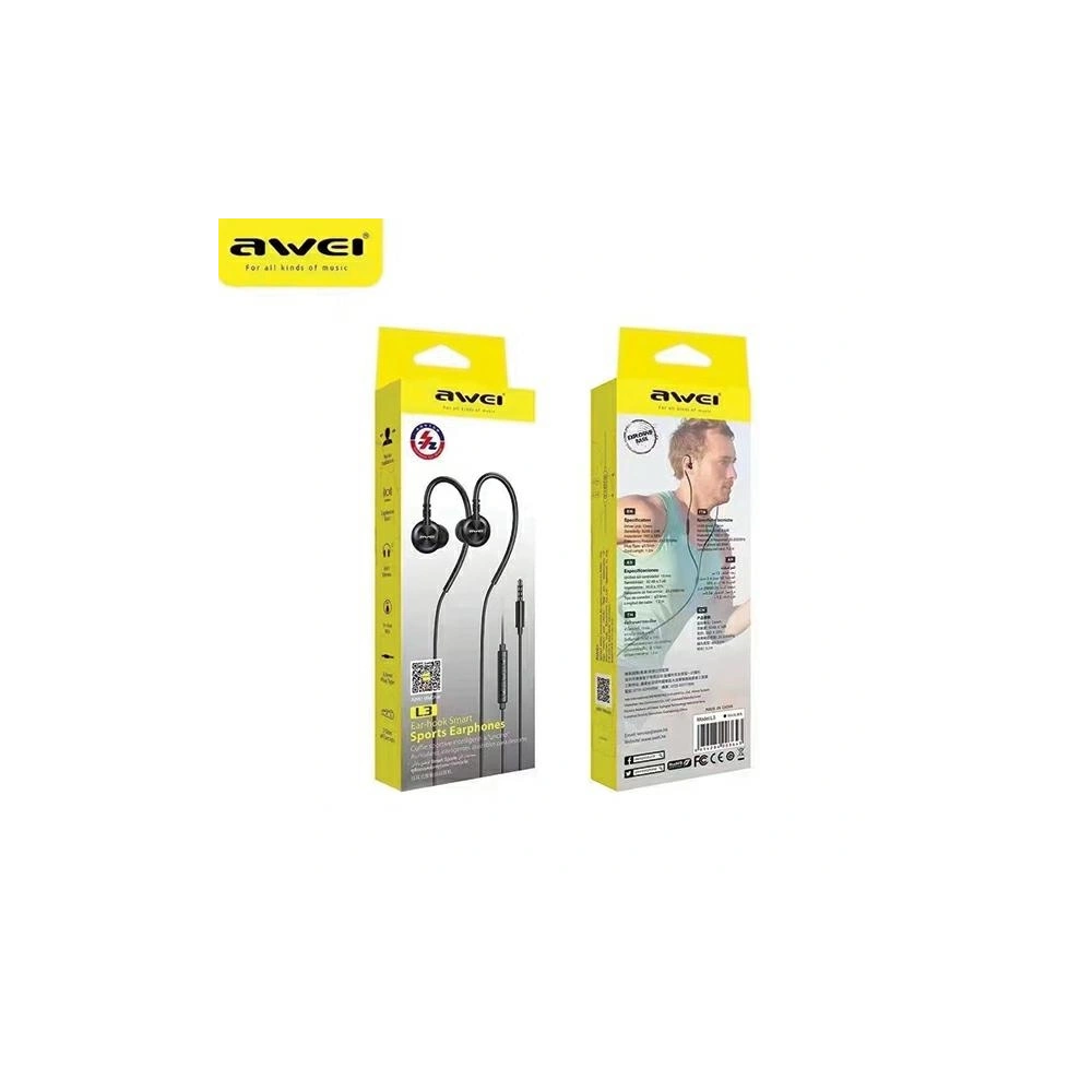 Słuchawki douszne AWEI L3 3,5mm jack czarny/black