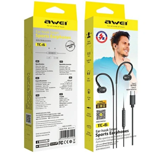 Kup AWEI TC-6 USB-C căști in-ear negru/negru - AWEI160 - {ean13} - Sklep Home Screen