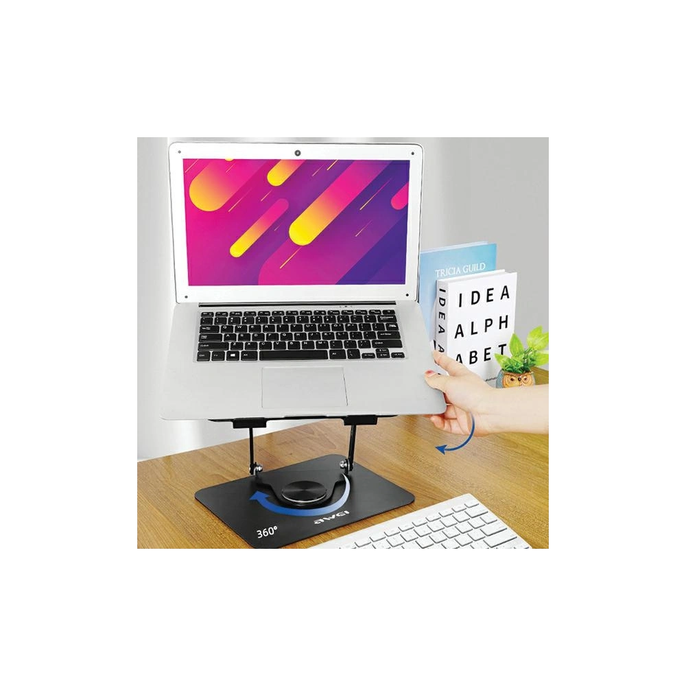 Uchwyt biurkowy AWEI X46 rotacyjny na laptopa do 16 cali czarny/black