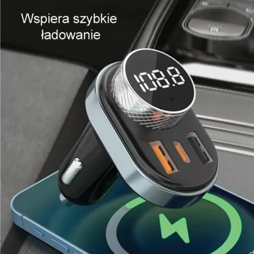 Kup Transmiter FM AWEI C-843, zestaw głośnomówiący, Bluetooth 5.0, MP3, 1xUSB-A, 1xUSB-C czarny/black - AWEI162 - {ean13} - Sklep Home Screen
