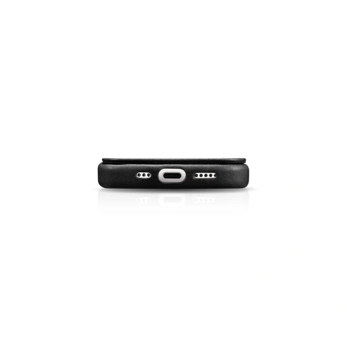 Kup iCarer Apple Carcasă Curved Edge Oil Wax Real Leather Folio Case MagSafe iPhone 15 Pro negru - ICR489 - {ean13} - Sklep Home Screen