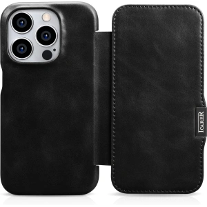 Kup Etui iCarer Curved Edge Oil Wax Real Leather Folio Case MagSafe Apple iPhone 15 Pro černé - ICR489 - {ean13} - Sklep Home Screen