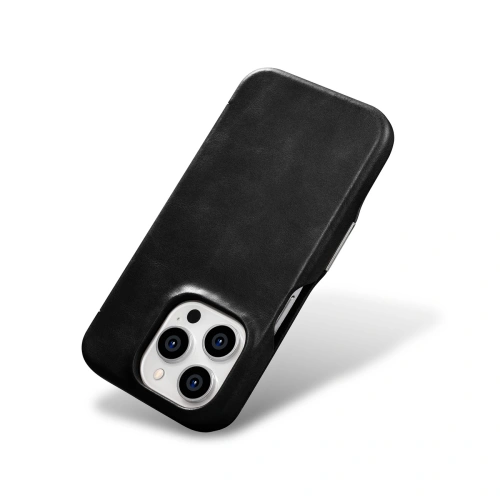 Kup Case iCarer Curved Edge Oil Wax Echtleder Folio Case MagSafe Apple iPhone 15 Pro schwarz - ICR489 - {ean13} - Sklep Home Screen