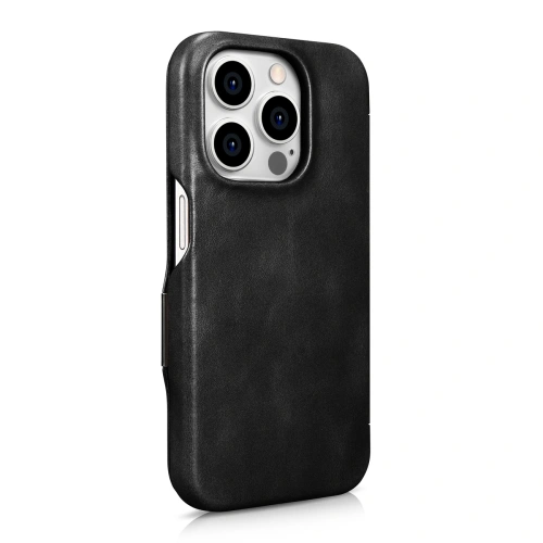 Kup Case iCarer Curved Edge Oil Wax Echtleder Folio Case MagSafe Apple iPhone 15 Pro schwarz - ICR489 - {ean13} - Sklep Home Screen