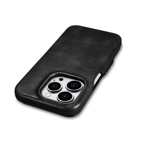 Kup Case iCarer Curved Edge Oil Wax Echtleder Folio Case MagSafe Apple iPhone 15 Pro schwarz - ICR489 - {ean13} - Sklep Home Screen