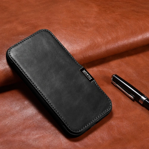 Kup Case iCarer Curved Edge Oil Wax Echtleder Folio Case MagSafe Apple iPhone 15 Pro schwarz - ICR489 - {ean13} - Sklep Home Screen