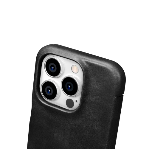 Kup Case iCarer Curved Edge Oil Wax Echtleder Folio Case MagSafe Apple iPhone 15 Pro schwarz - ICR489 - {ean13} - Sklep Home Screen