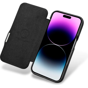 Kup Etui iCarer Curved Edge Oil Wax Real Leather Folio Case MagSafe Apple iPhone 15 Pro černé - ICR489 - {ean13} - Sklep Home Screen
