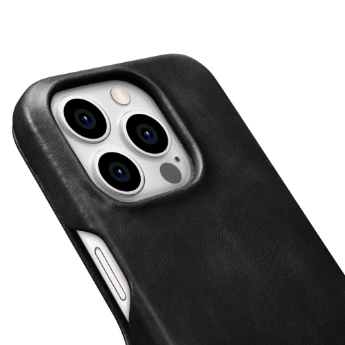 Kup Case iCarer Curved Edge Oil Wax Echtleder Folio Case MagSafe Apple iPhone 15 Pro schwarz - ICR489 - {ean13} - Sklep Home Screen