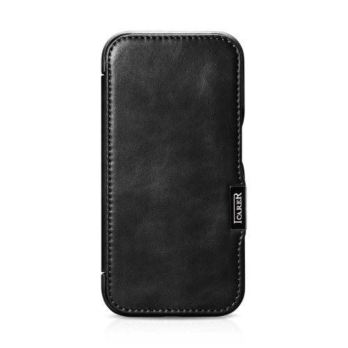 Kup Etui iCarer Curved Edge Oil Wax Real Leather Folio Case MagSafe Apple iPhone 15 czarne - ICR490 - {ean13} - Sklep Home Screen