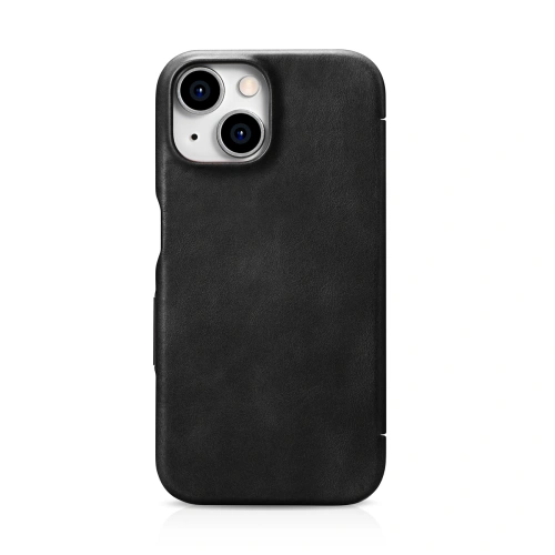 Kup Etui iCarer Curved Edge Oil Wax Real Leather Folio Case MagSafe Apple iPhone 15 czarne - ICR490 - {ean13} - Sklep Home Screen