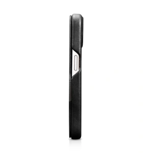 Kup iCarer Apple Caz Curved Edge Oil Wax Real piele Folio caz MagSafe iPhone 15 negru - ICR490 - {ean13} - Sklep Home Screen